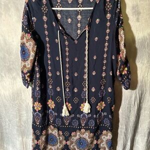 Alife Navy and Pink Patterned Dress